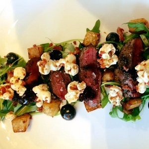 Pigeon Warm Salad with Blueberries and Celeriac