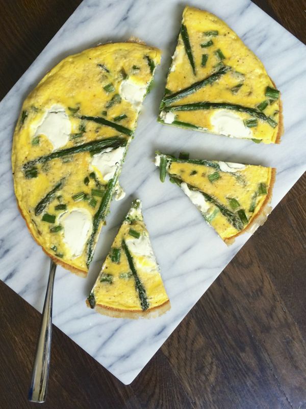 Asparagus, Mint and Goats Cheese Frittata