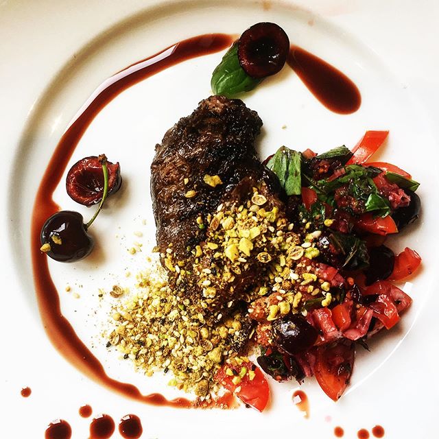 Wood Pigeon, Charred Cherry Salsa, Pistachio Dukkah