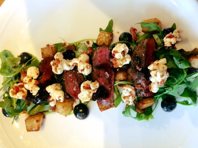 Wood Pigeon Warm Salad with Blueberries & Celeriac