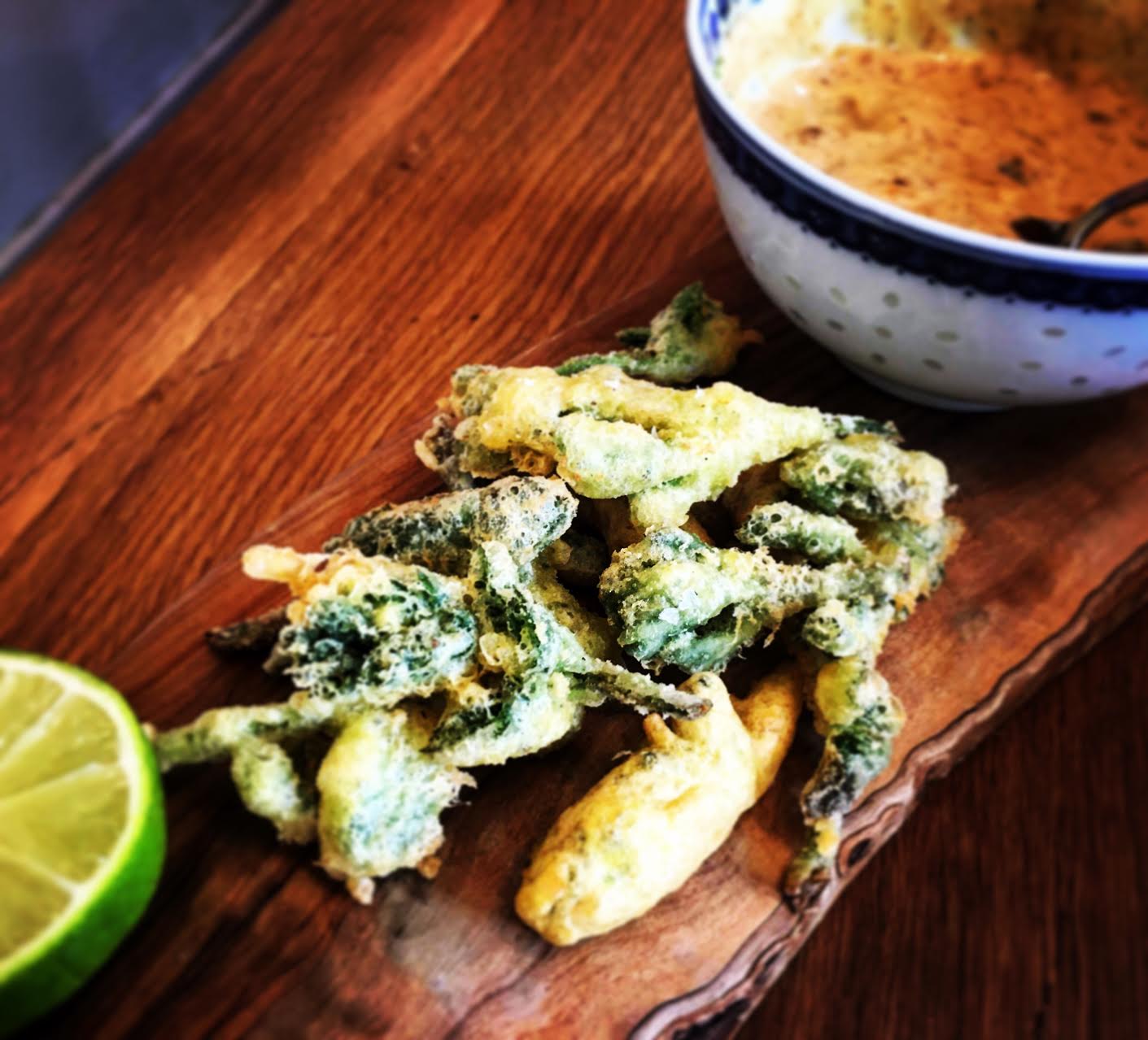 Common Hogweed Tempura with Curried Mayo